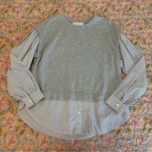 LOFT Heather Gray & White Striped Women’s Top